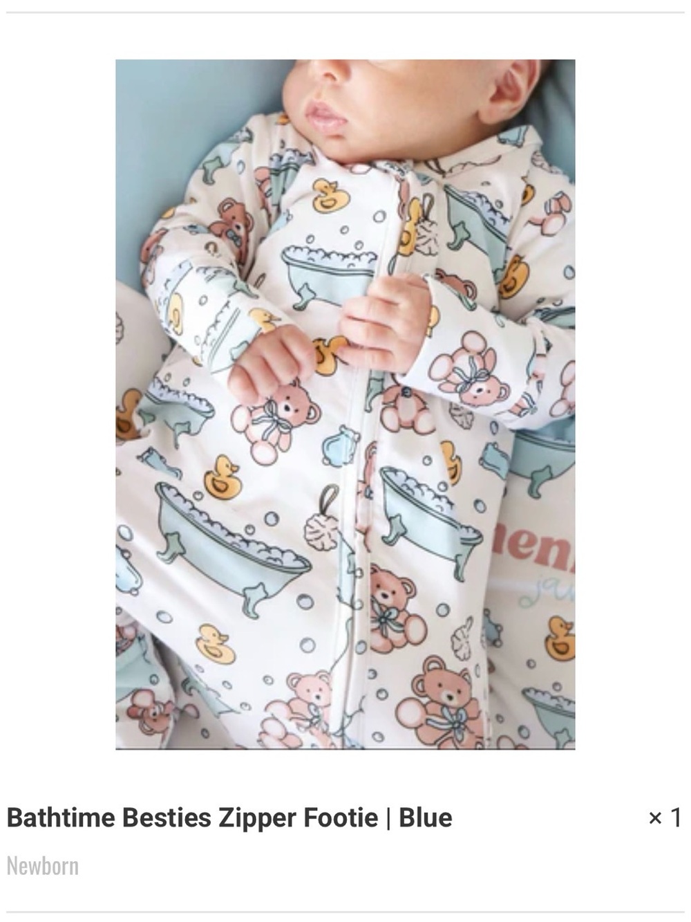 Caden Lane NB Zipper Footies - Bathtime Besties